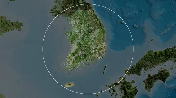 Corea Del Sud Zoomato Cerchiato Immagini Satellitari Rendering — Foto Stock