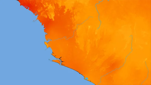 Sierra Leone Area Annual Temperature Map Stereographic Projection Raw Composition — Stock Photo, Image