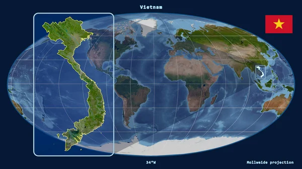 Втілений Точки Зору Єтнаму Контур Перспективними Лініями Проти Глобальної Карти — стокове фото