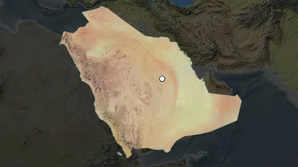 Area Evidenziata Dell Arabia Saudita Con Punto Capitale Sulla Mappa — Foto Stock