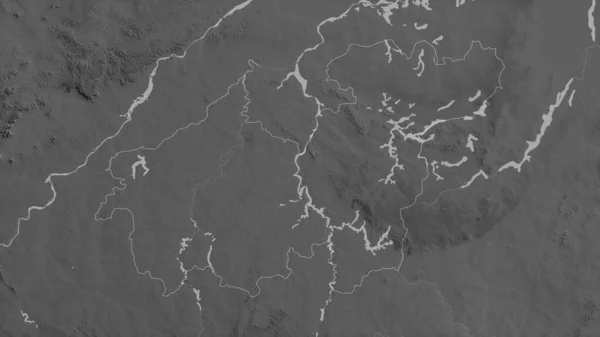 Sikasso Região Mali Mapa Tons Cinza Com Lagos Rios Forma — Fotografia de Stock