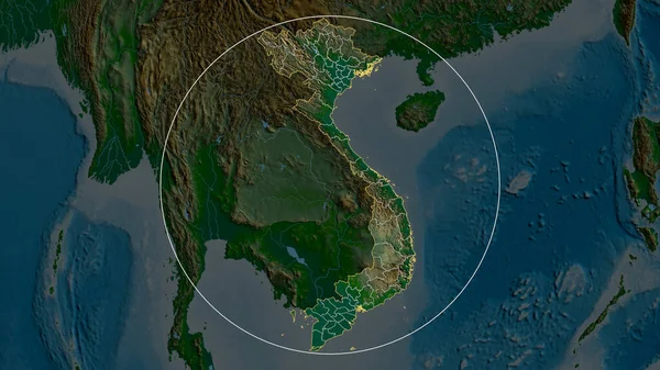 Vietnam Zoomade Och Cirklade Huvuddragen Det Fysiska Landskapet Rendering — Stockfoto