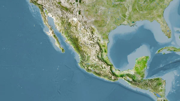 Περιοχή Του Μεξικού Στο Δορυφόρο Ένας Χάρτης Στην Στερεογραφική Προβολή — Φωτογραφία Αρχείου