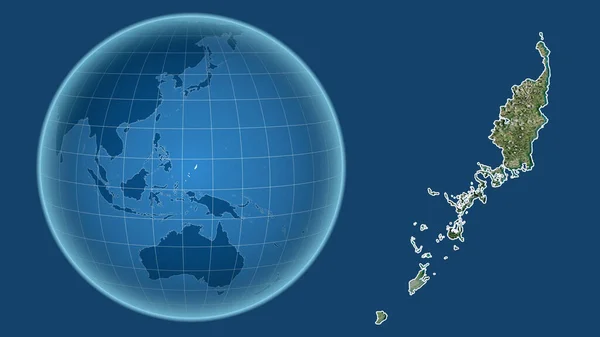 Palau Globo Con Forma Del País Contra Mapa Ampliado Con —  Fotos de Stock