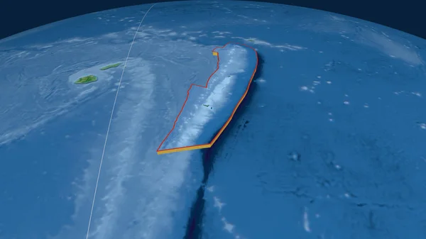 Plaque Tectonique Tonga Extrudée Sur Globe Carte Topographique Rendu — Photo