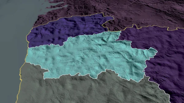Braga Distrito Portugal Ampliado Destacado Mapa Colorido Desmoronado Divisão Administrativa — Fotografia de Stock