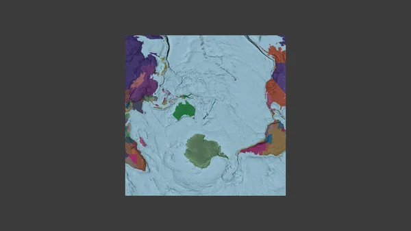 Čtvercový Rám Rozsáhlé Mapy Světa Šikmé Van Der Grintenově Projekci — Stock fotografie