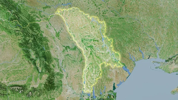 Zona Moldavia Mapa Por Satélite Proyección Estereográfica Composición Cruda Capas — Foto de Stock