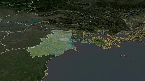 Phong Město Vietnam Přiblížil Zvýraznil Satelitní Snímky Vykreslování — Stock fotografie