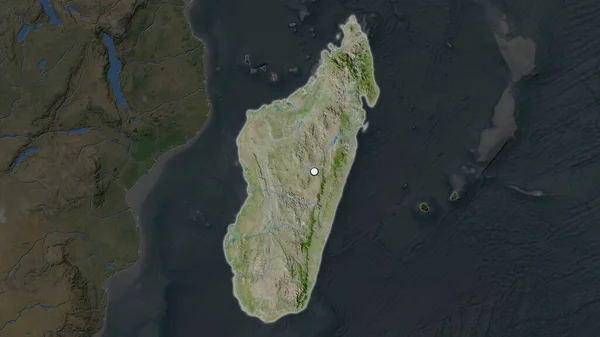 Zone Surlignée Madagascar Avec Point Capital Sur Carte Désaturée Son — Photo
