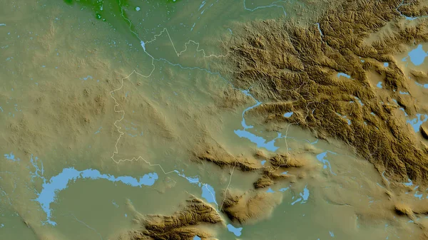 Ostkasachstan Region Kasachstan Farbige Shader Daten Mit Seen Und Flüssen — Stockfoto