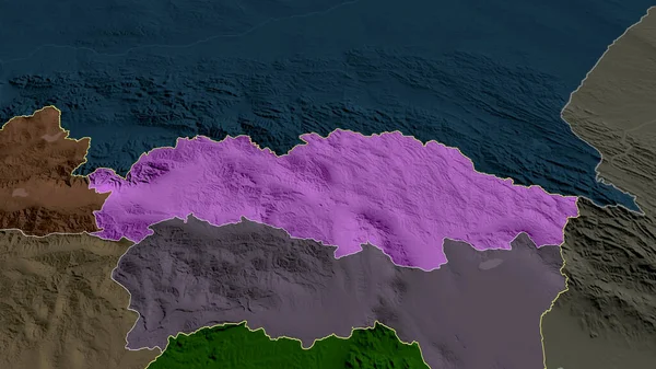 Presovsky Región Eslovaquia Acercó Destacó Mapa Coloreado Tocado División Administrativa — Foto de Stock