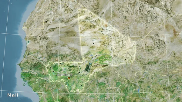 Mali Área Mapa Satélite Projeção Estereográfica Composição Principal — Fotografia de Stock