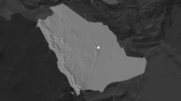 Área Resaltada Arabia Saudita Con Punto Capital Mapa Desaturado Vecindario — Foto de Stock