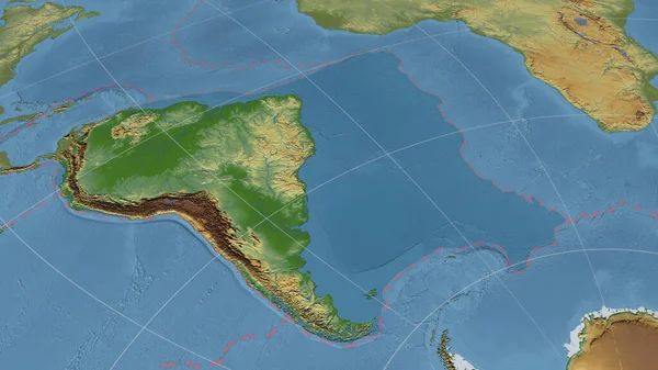 South American Tectonic Plate Enlarged Enlarged Global Color Physical Map — Stock Photo, Image