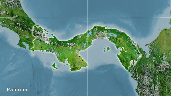 Stereografik projeksiyondaki C uydusu üzerinde Panama alanı - ana bileşim