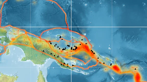 Plaque Tectonique Manus Décrite Sur Carte Topographique Globale Dans Projection — Photo