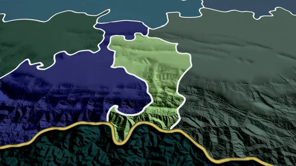 Ingush República Rússia Ampliada Destacada Mapa Colorido Desmoronado Divisão Administrativa — Fotografia de Stock