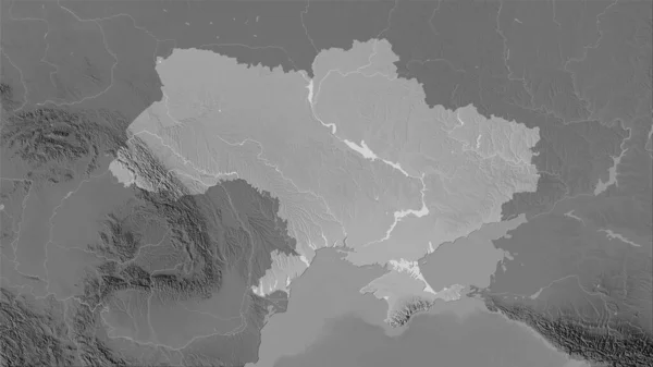 Ucrania Mapa Elevación Escala Grises Proyección Estereográfica Composición Cruda Las — Foto de Stock