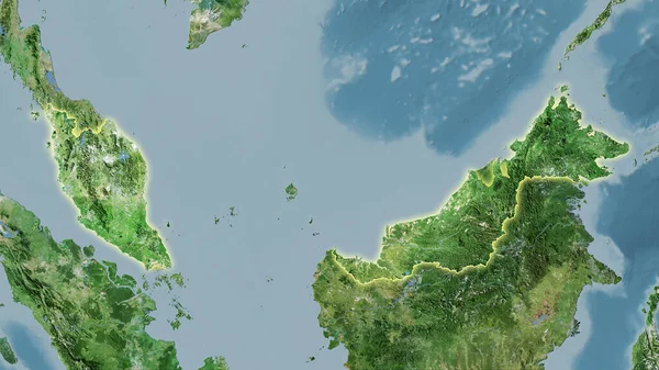 Malaysia Area Satellite Map Stereographic Projection Ακατέργαστη Σύνθεση Στρωμάτων Ράστερ — Φωτογραφία Αρχείου