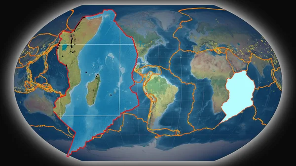 Placa Tectónica Somalí Extruida Presentada Contra Mapa Topográfico Global Proyección —  Fotos de Stock