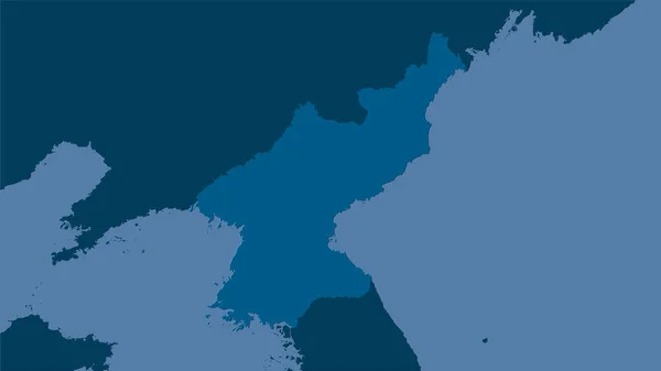 Area Della Corea Del Nord Sulla Mappa Solida Nella Proiezione — Foto Stock