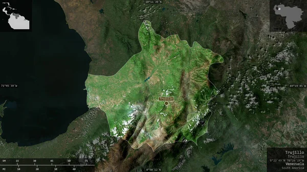 Trujillo Estado Venezuela Imágenes Satélite Forma Presentada Contra Área País — Foto de Stock