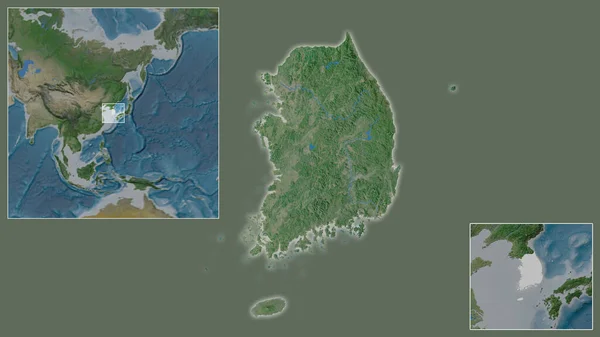 Крупный План Южной Кореи Расположение Регионе Центре Крупномасштабной Карты Мира — стоковое фото