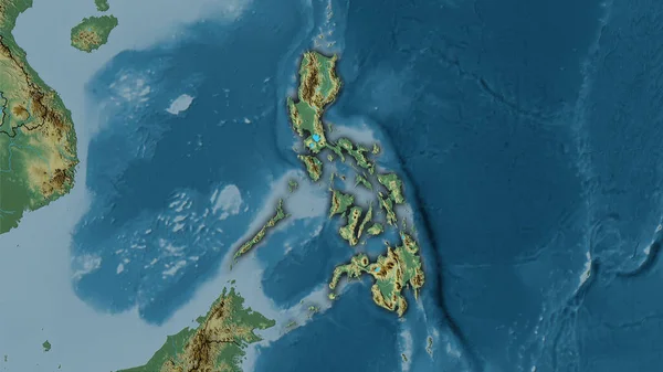 Filippinerna Område Topografisk Reliefkarta Stereografisk Projektion Sammansättning Raster Lager Med — Stockfoto