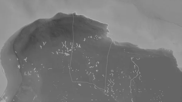 ダルナ リビアの地区 湖や川とグレースケールの地図 形状は その国の領域に対して概説 3Dレンダリング — ストック写真