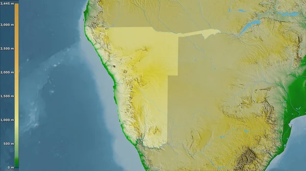 Mapa Físico Dentro Del Área Namibia Proyección Estereográfica Con Leyenda — Foto de Stock