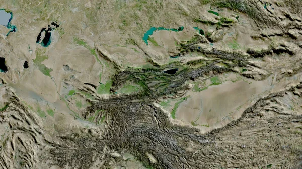 Kyrgyzstan Zoomed Neighborhood Satellite Imagery Rendering — Stock Photo, Image