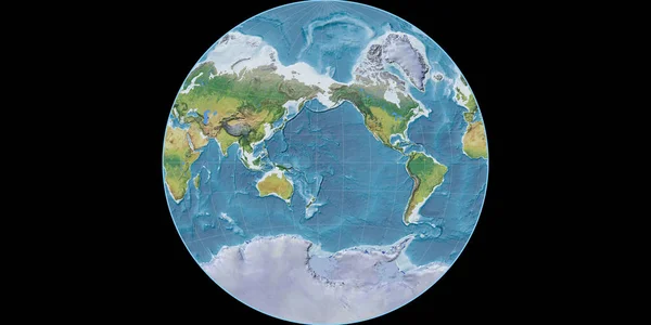 Světová Mapa Van Der Grintenově Projekci Soustřeďuje 170 Západní Délky — Stock fotografie