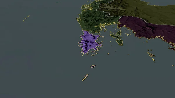 Phuket Prowincja Tajlandii Powiększył Podkreślił Kolorowa Wyboista Mapa Podziału Administracyjnego — Zdjęcie stockowe