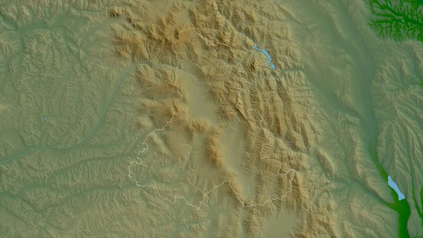 Harghita 罗马尼亚县 湖泊和河流的彩色阴影数据 形状与它的国家相对应 3D渲染 — 图库照片