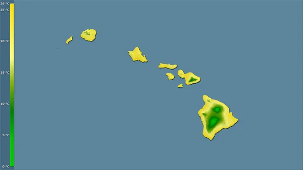 하와이 지역내의 온도는 전설적 래스터 의구성 스테레오 전축에서 — 스톡 사진