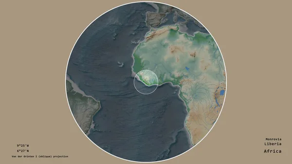 Área Libéria Marcada Com Círculo Mapa Grande Escala Continente Isolado — Fotografia de Stock