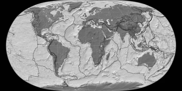 Světová Mapa Projekci Natural Earth Soustředila Východní Délky Bilevel Topografická — Stock fotografie