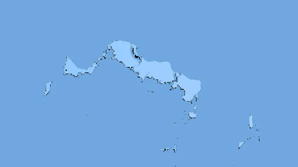 特克斯和凯科斯群岛地区年降水量图的立体投影 栅格层的原始组成 — 图库照片