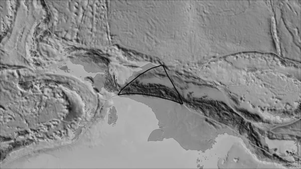 Kontur Maoke Tektoniska Plattan Och Gränserna För Intilliggande Plattor Gråskalekartan — Stockfoto