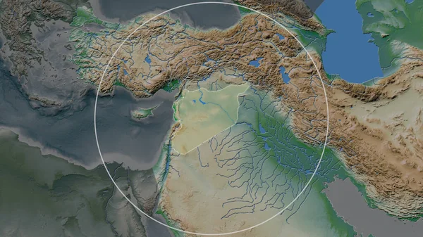 Rozšířená Oblast Sýrie Obklopená Kruhem Pozadí Svého Sousedství Barevná Fyzická — Stock fotografie