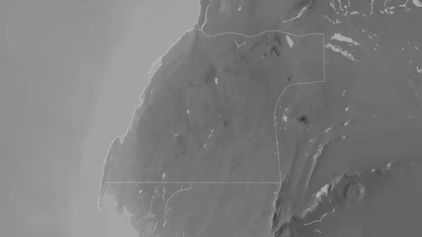 Oued Dahab 西撒哈拉省 有湖泊和河流的灰度地图 形状与它的国家相对应 3D渲染 — 图库照片