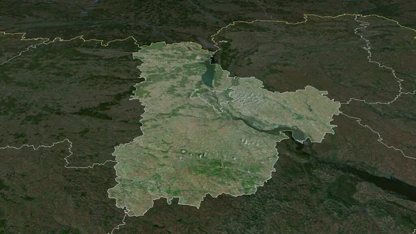 キエフ ウクライナの領域が拡大し 強調表示されました 衛星画像 3Dレンダリング — ストック写真