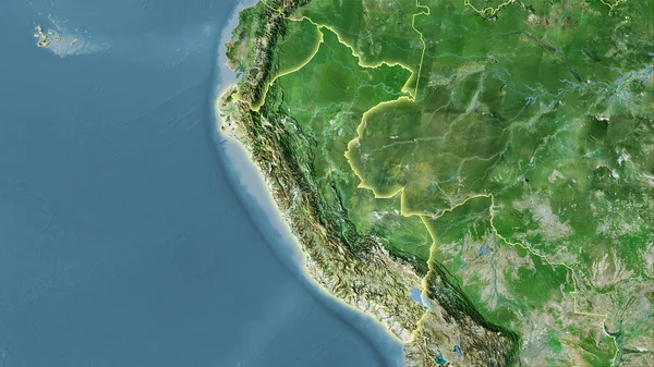 Peru Área Mapa Satélite Projeção Estereográfica Composição Bruta Camadas Raster — Fotografia de Stock