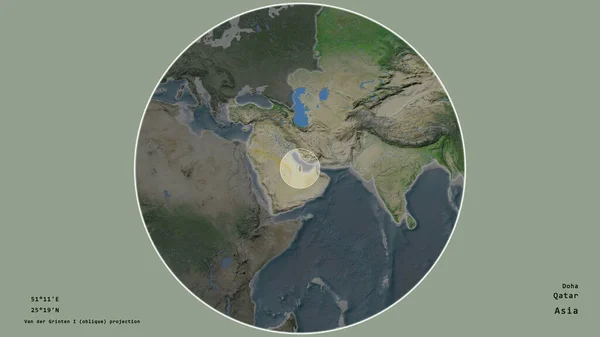Zona Qatar Marcada Con Círculo Mapa Gran Escala Del Continente — Foto de Stock