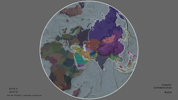 Oblast Turkmenistánu Odumřelém Pozadí Soustřeďovala Kruhu Obklopujícího Její Kontinent Velké — Stock fotografie