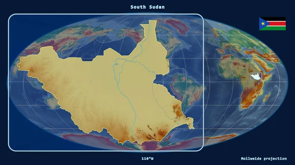 Vista Ampliada Del Esquema Sudán Del Sur Con Líneas Perspectiva — Foto de Stock