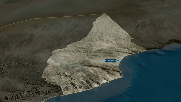 Аль Махра Провинция Йемен Масштабировалась Выделялась Столицей Спутниковые Снимки Рендеринг — стоковое фото