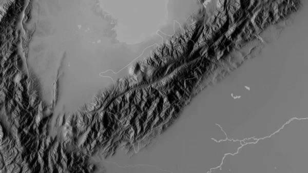 Merida Statul Venezuela Hartă Scară Gri Lacuri Râuri Forma Conturată — Fotografie, imagine de stoc