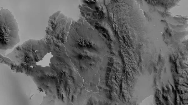 Bukidnon Filippinerna Grayscaled Karta Med Sjöar Och Floder Form Som — Stockfoto